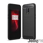 Carbon Case flexibla locket TPU Case för OnePlus 7 Svart