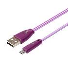 Smiley Micro USB kabel för Galaxy J3 2016 LED ljus Android laddare USB smartphone kontakt (lila)