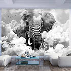 Arkiio Fototapet Elephant In The Clouds Black And White 200x140