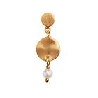 Stine A. Petit Hammered Coin and Stone Earring - Pearl