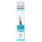 Winsor & Newton 5295011 Foundation penselset, akvarellpensel, uppsättning av 3, rund pensel nr 3, 5, platt pensel nr 1 – kort handtag