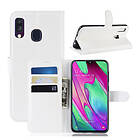 Lux-Case Galaxy A40 litchi leather case White Vit