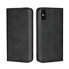 Lux-Case iPhone XS auto-absorbed leather flip case Black Svart