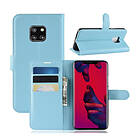 Lux-Case Mate 20 Pro litchi texture leather flip case Blue Blå