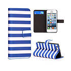 Lux-Case Stripes (Blue/White) iPhone 5C Läderfodral Blå