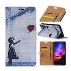 Lux-Case Xperia 10 pattern leather case Retro Style Boy Flying Balloon Flerfärgad