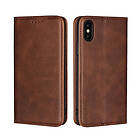 Lux-Case iPhone XS auto-absorbed leather flip case Coffee Brun