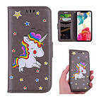 Lux-Case iPhone Xs Max flash powder unicorn pattern leather flip case Grey Silver/Grå