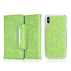 Lux-Case iPhone Xs Max mobilfodral syntetläder silikon plånbok avtagbar glitterdesign – Grön