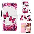 Lux-Case Galaxy A70 pattern leather case Butterfly and Flower Röd