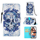 Lux-Case Galaxy A70 pattern leather case Flowered Skull Blå