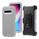 Lux-Case Galaxy S10 Plus shockproof belt clip case White / Grey Silver/Grå