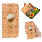 Lux-Case iPhone 9 Plus mobilfodral silikon syntetläder plånbok timglas vinglas glitter Guld