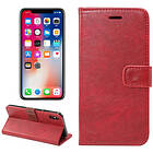 Lux-Case iPhone 9 Plus mobilfodral syntetläder silikon stående plånbok vildhäst Röd