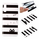 Lux-Case Galaxy A70 pattern case Stripe and Cat Svart