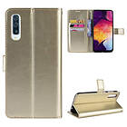Lux-Case Crazy Horse Galaxy A50 leather case Gold Guld