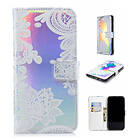 Lux-Case iPhone Xs Max mobilfodral syntetläder silikon plånbok stående holografisk Spetsblomma Vit