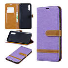 Lux-Case Galaxy A70 two-tone jeans leather case Purple Lila