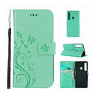 Lux-Case Galaxy A9 (2018) imprint butterfly flower leather flip case Cyan Grön