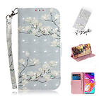 Lux-Case Galaxy A70 décor pattern leather case White Flowers Vit