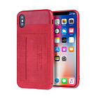 Lux-Case iPhone Xs Max silikonplast mobil skyddsskal med plånbok av jeanstyg Röd