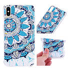 Lux-Case iPhone Xs Max 3D diamond texture gel case Unique Flower Blå