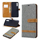 Lux-Case Galaxy A70 two-tone jeans leather case Grey Silver/Grå