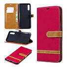 Lux-Case Galaxy A70 two-tone jeans leather case Red Röd