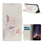 Lux-Case 1 Plus folio leather case Butterfly and Flower Flerfärgad