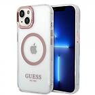 Guess iPhone 14 Skal Transparent MagSafe Rosa Transparent