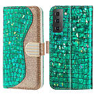 Skalo Samsung S22 Croco Glitter Plånboksfodral Grön