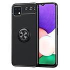 Galaxy A22 5G skal med Finger Ring och inbyggd plåt Svart
