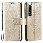 Skalo Sony Xperia 5 IV 5G Mandala Plånboksfodral Guld