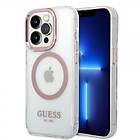 Guess iPhone 14 Pro Max Skal Transparent MagSafe Rosa Transparent