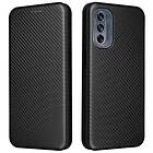 Skalo Motorola Moto G62 5G Carbon Fiber Plånboksfodral Svart