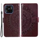 Skalo Xiaomi Redmi 10C Mandala Plånboksfodral Mörkbrun