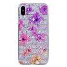 Purple iPhone X TPU Skal Pink and Flower