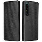 Skalo Sony Xperia 1 IV Carbon Fiber Plånboksfodral Svart