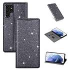 Glitter Smart FlipCase Samsung Galaxy S22 Ultra Grå