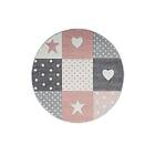 Arkiio Barnmatta Atlas Star Rosa Rund 120 Torsmo Matta 120x120 cm Stjärnmotiv 50546