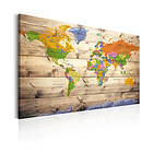 Arkiio Tavla Map on wood Colourful Travels 90x60 A3-N6628-DKX