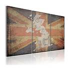 Arkiio Tavla Karta Över Storbritannien Triptych 60x40