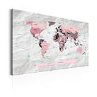 Arkiio Tavla World Map Pink Continents 90x60 A3-N5988-DK