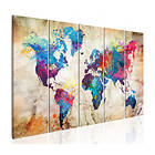 Arkiio Tavla World Map Colourful Ink Blots 200x80 A3-N6958-DK