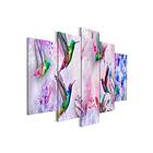 Arkiio Tavla Colourful Hummingbirds Violet 5 delar Wide 200x100 A3-N7832-DKX