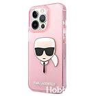 Karl Lagerfeld 's Head Glitter iPhone 13 Pro Max-fodral (rosa)