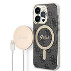 Guess Zestaw GUBPP14LH4EACSK Case+ Charger iPhone 14 Pro 6.1 czarny/black hard c