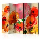 Arkiio Rumsavdelare Velvet Skärmvägg Poppies II Grön/Röd/Orange 225x172 cm A3-PARAVENT466