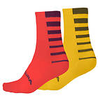 Endura Socks Coolmax Stripe Socks Twin Pack Röd s-m