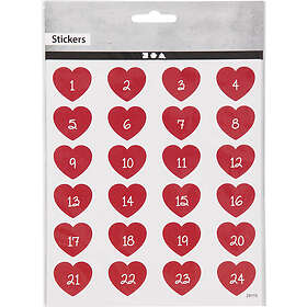 Creativ Company Stickers Kalendersiffror Hjärtan 1 Ark Stickers, kalendersiffror, 15x16,5 cm, ark 291151
